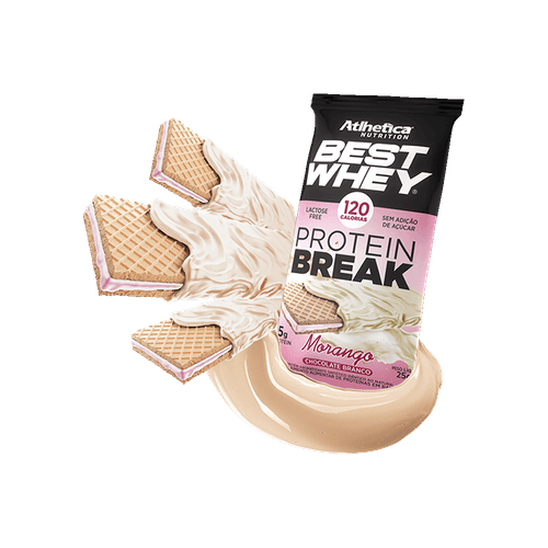 Best Whey Protein Break Morango Cobertura Chocolate Branco