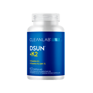 Dsun + K2 (Vitamina d3 1000 UI +K2) CLEANLAB (60 Cápsulas)